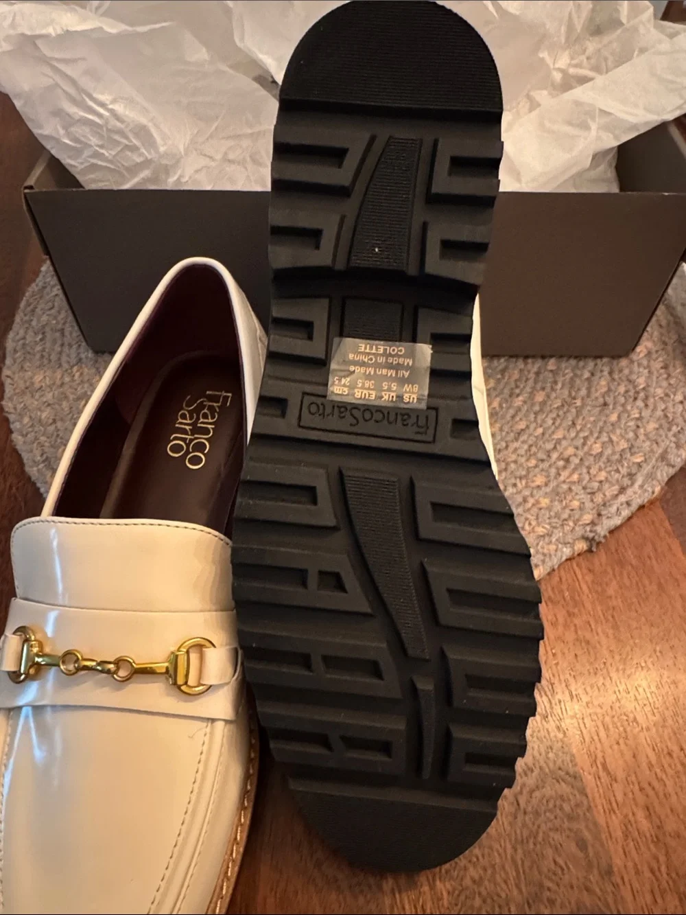 Franco Sarto Cream Horsebit Loafers “Colette”  size 8 wide Comfort Fit.